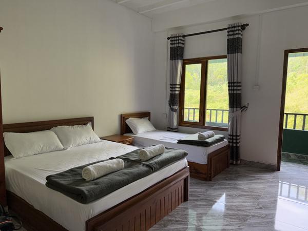 Luxury bedroom with mountain view