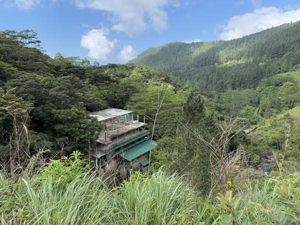 Resort building in mountain valley